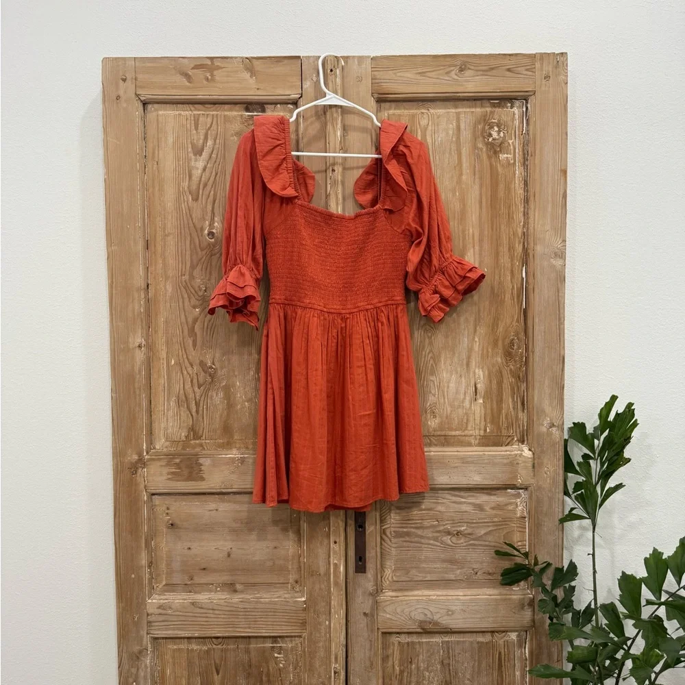 MAJORELLE Terracotta Ruffle Mini Dress - Picture 2 of 4